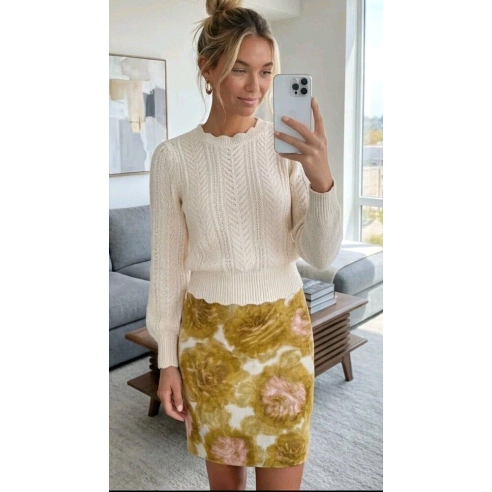 Talbots Floral Skirt Size 2 Pencil Lined Spring Floral Preppy Cotton Easter